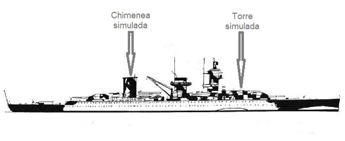 El Graf Spee llevaba el camuflaje que se ve en el siguiente esquema, por lo que inicialmente solo se indica que es un buque camuflado