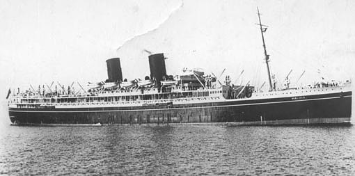 El SS Maloja antes de la guerra como buque civil de pasaje