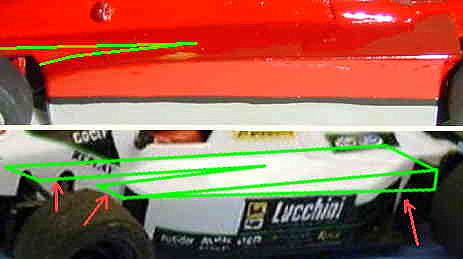 Pontones laterales del Ferrari 126 C2.